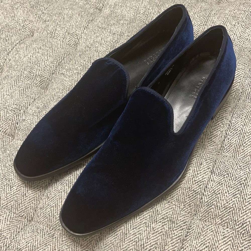 Barneys New York blue velvet loafers